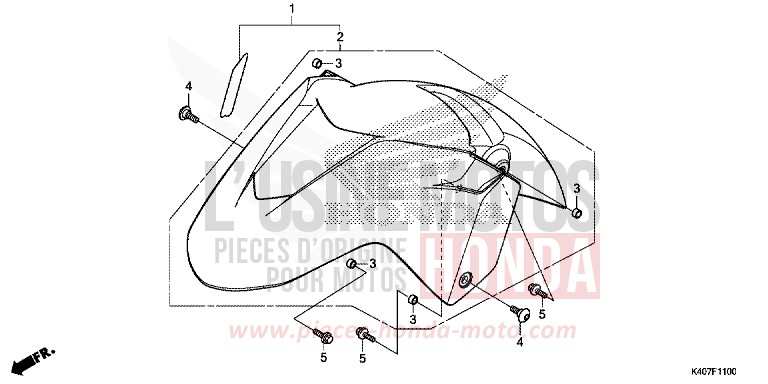 FRONT FENDER (NSS125DF/ADF/ADH) for Forza 125 MAT CYNOS GRAY METALLIC (NH312) from 2015